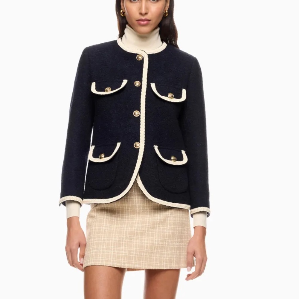 SANDRO Dark blue collarless jacket - image 2
